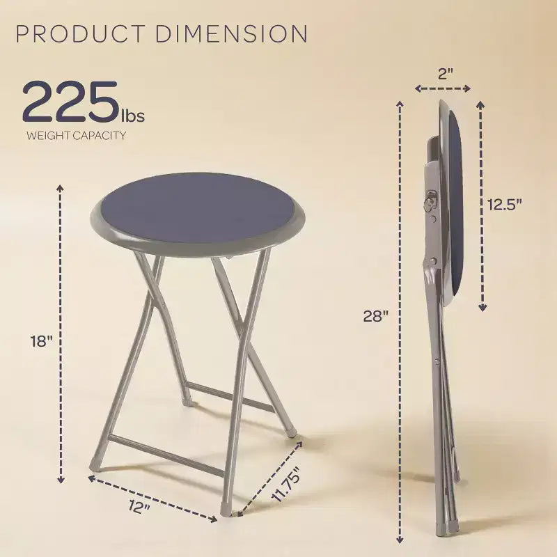 Sgabello pieghevole senza schienale da 45,7 cm con capacità di 102 kg
