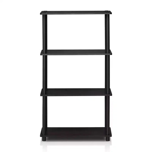 Furinno 4-Tier Ladder Decorative Bookshelf Open Multipurpose Shelf Display Rack Bathroom Kitchen Entryway Storage Shelves,Dark Walnut