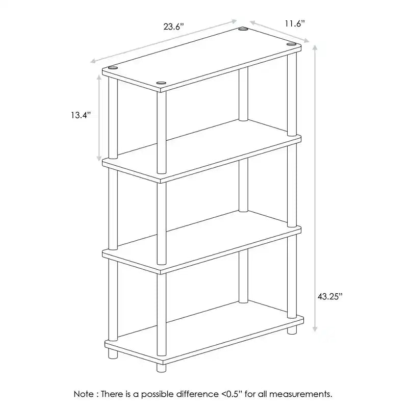 Libreria a Scala a 4 Livelli, Scaffale Aperto, Colore Noce Scuro