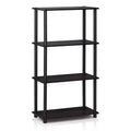 Libreria a Scala a 4 Livelli, Scaffale Aperto, Colore Noce Scuro