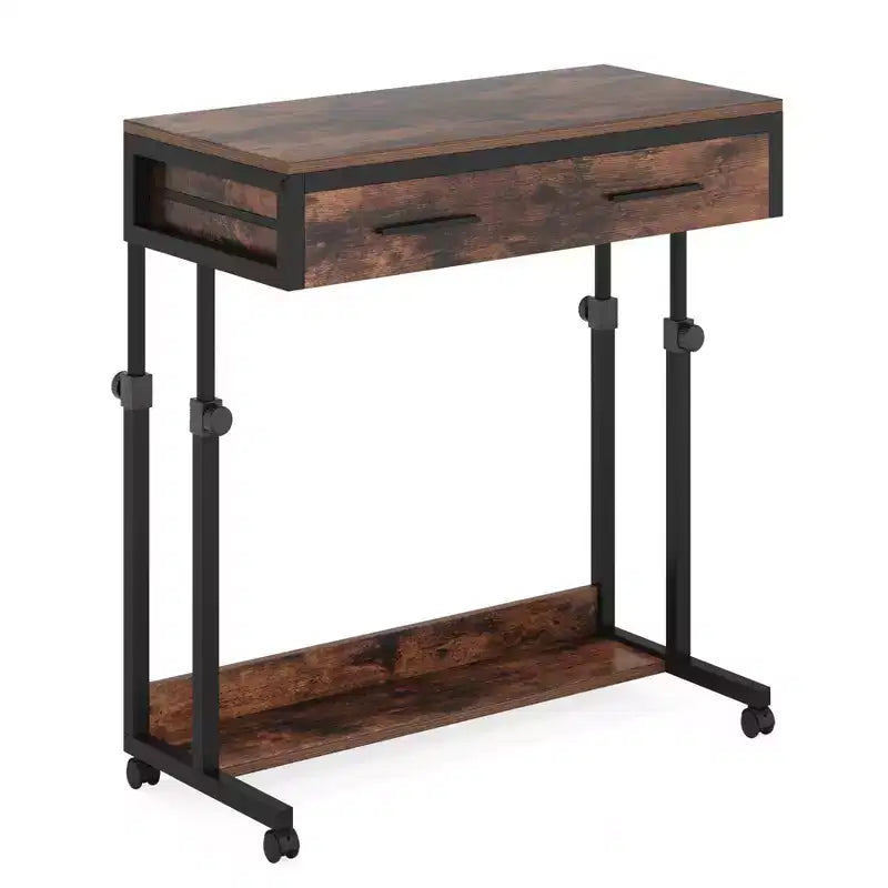 Lantine Portable Desk with Drawers, Mobile Laptop Desk with Wheels, Small Standing Desk for Home Office