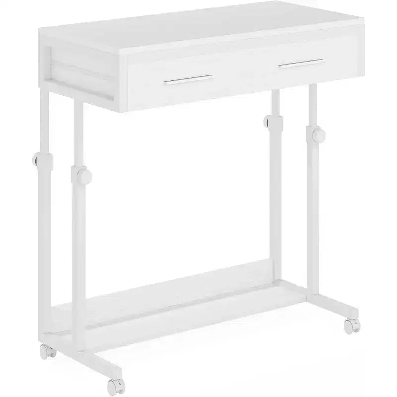 Scrivania portatile con cassetti e ruote, carrello laptop regolabile in altezza per l'home office