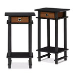 Comodino/Tavolino a 3 ripiani con 2 pezzi, cassetto rimovibile e ripiano aperto, Espresso/Marrone