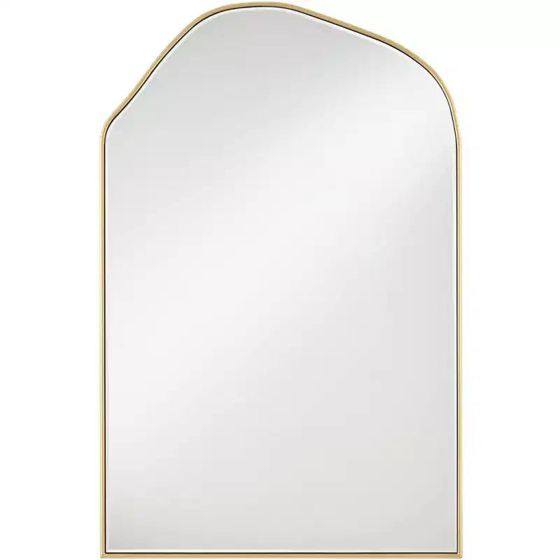 Noble Park Arch Top Vanity Wall Mirror Modern Beveled Glass Gold Wood Frame 26 Wide for Bathroom Bedroom Living Room Home Office