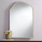 Specchio da parete ad arco con cornice dorata e vetro smussato, 26 x 40 pollici