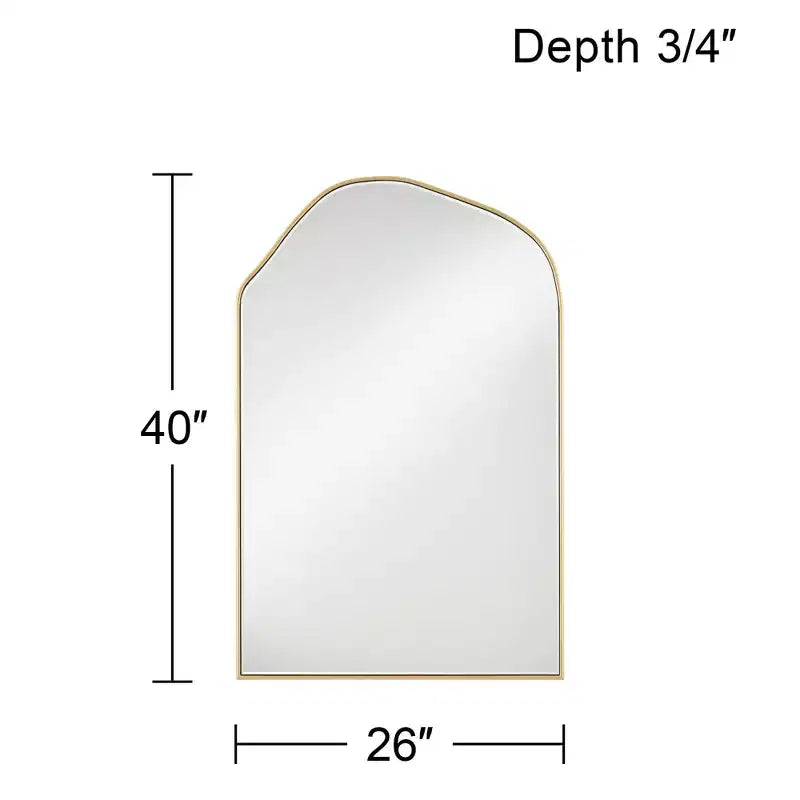 Specchio da parete ad arco con cornice dorata e vetro smussato, 26 x 40 pollici