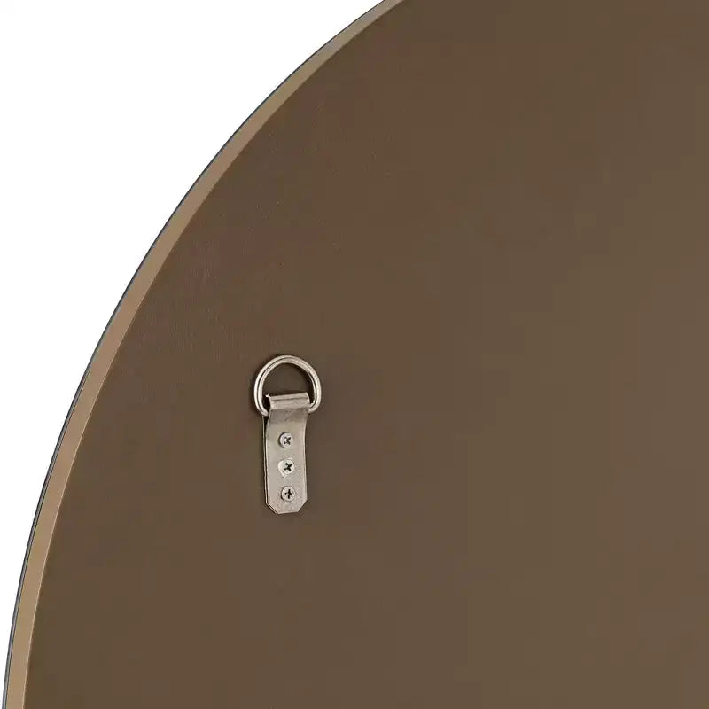 Specchio rotondo da parete con fascia in metallo dorato e cornice in legno, larghezza 80 cm