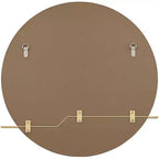 Specchio rotondo da parete con fascia in metallo dorato e cornice in legno, larghezza 80 cm