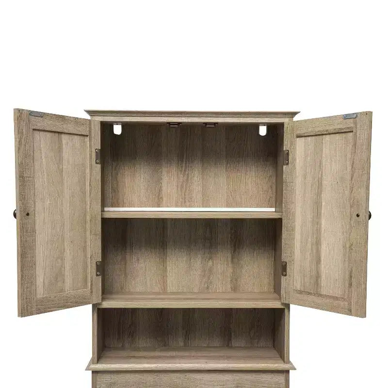 Mobiletto da bagno sopra il WC in stile rustico con ante a chiusura magnetica, ripiano regolabile e ripiano inferiore aperto