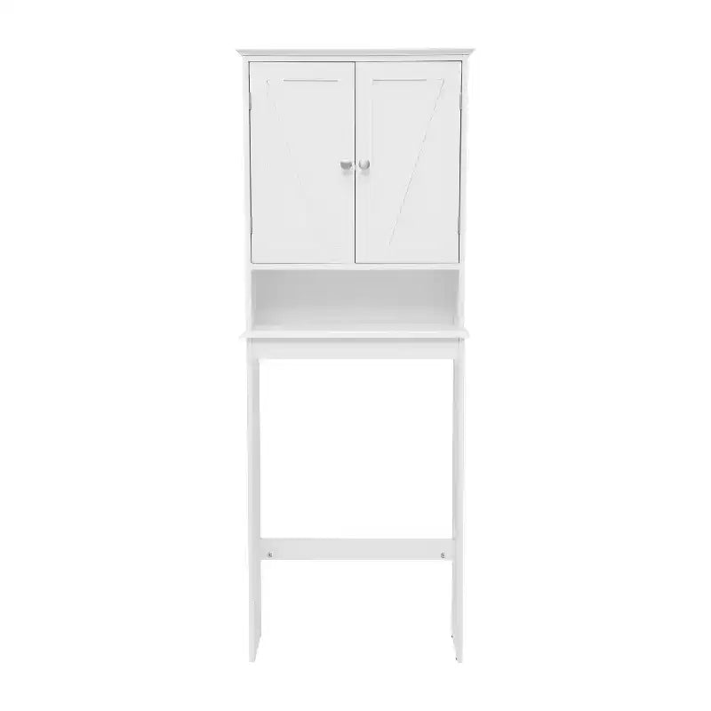 Mobiletto da bagno sopra il WC in stile rustico con ante a chiusura magnetica, ripiano regolabile e ripiano inferiore aperto
