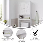 Mobiletto da bagno sopra il WC in stile rustico con ante a chiusura magnetica, ripiano regolabile e ripiano inferiore aperto