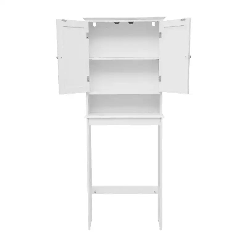 Mobiletto da bagno sopra il WC in stile rustico con ante a chiusura magnetica, ripiano regolabile e ripiano inferiore aperto