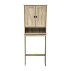 Mobiletto da bagno sopra il WC in stile rustico con ante a chiusura magnetica, ripiano regolabile e ripiano inferiore aperto