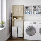 Mobiletto da bagno sopra il WC in stile rustico con ante a chiusura magnetica, ripiano regolabile e ripiano inferiore aperto