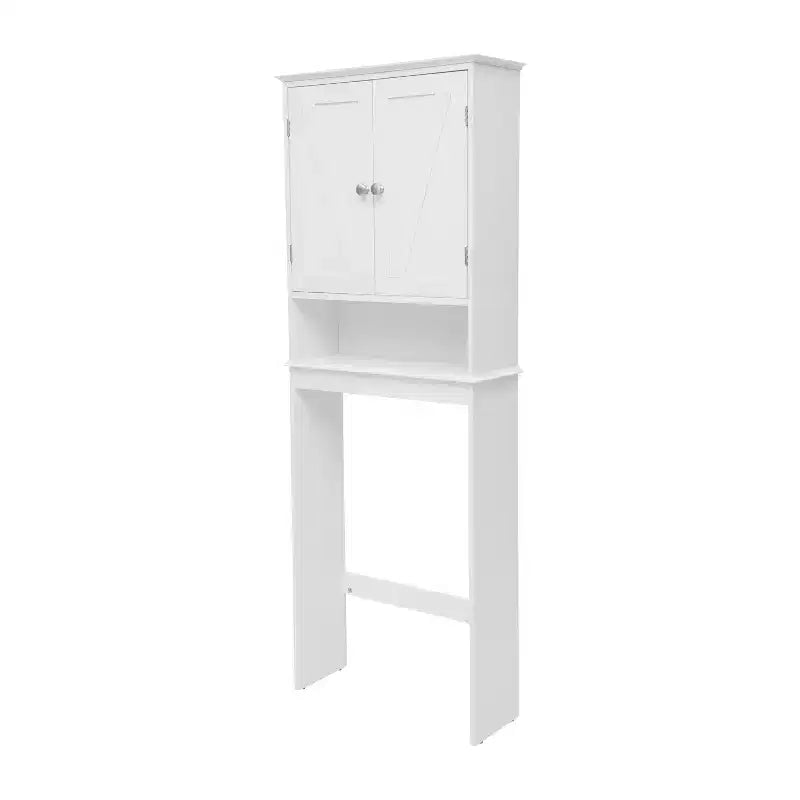 Mobiletto da bagno sopra il WC in stile rustico con ante a chiusura magnetica, ripiano regolabile e ripiano inferiore aperto