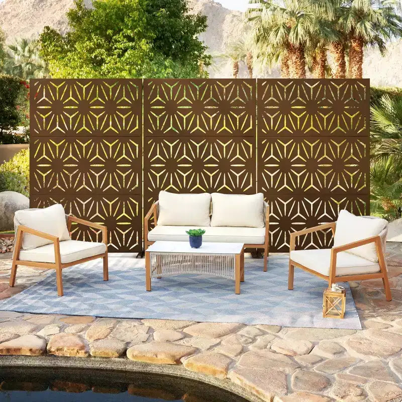 Schermo divisorio metallico per esterni Pannello decorativo autoportante per patio
