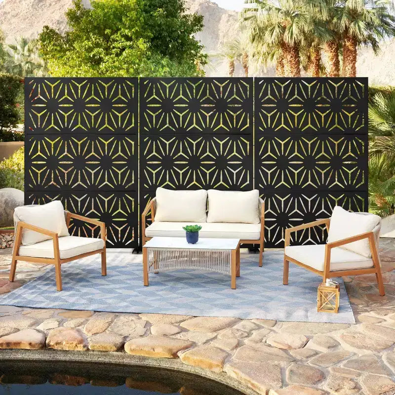 Schermo divisorio metallico per esterni Pannello decorativo autoportante per patio