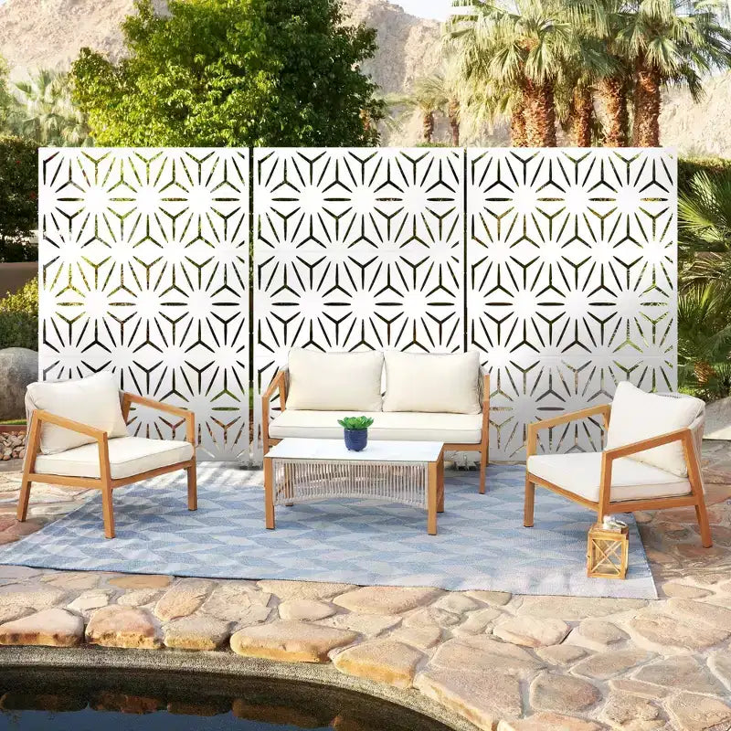 Schermo divisorio metallico per esterni Pannello decorativo autoportante per patio