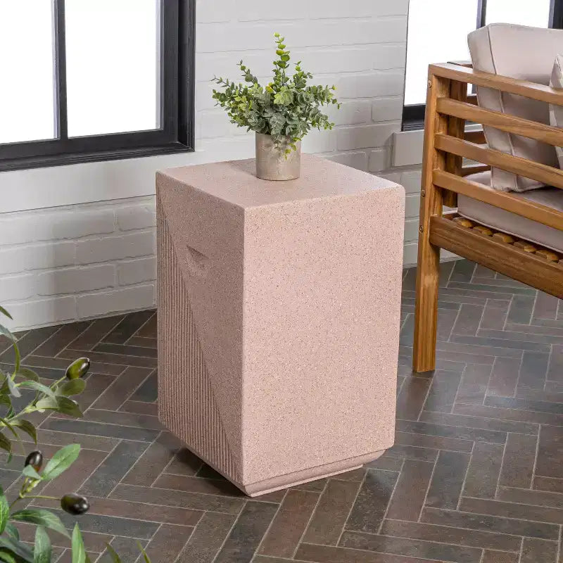 Tavolino d'appoggio quadrato da 20,75" per interni/esterni con finitura in terrazzo