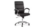 Alera Alera Neratoli Mid-Back Slim Profile Chair, Faux Leather, Supports Up to 275 lb, Black Seat/Back, Chrome Base
