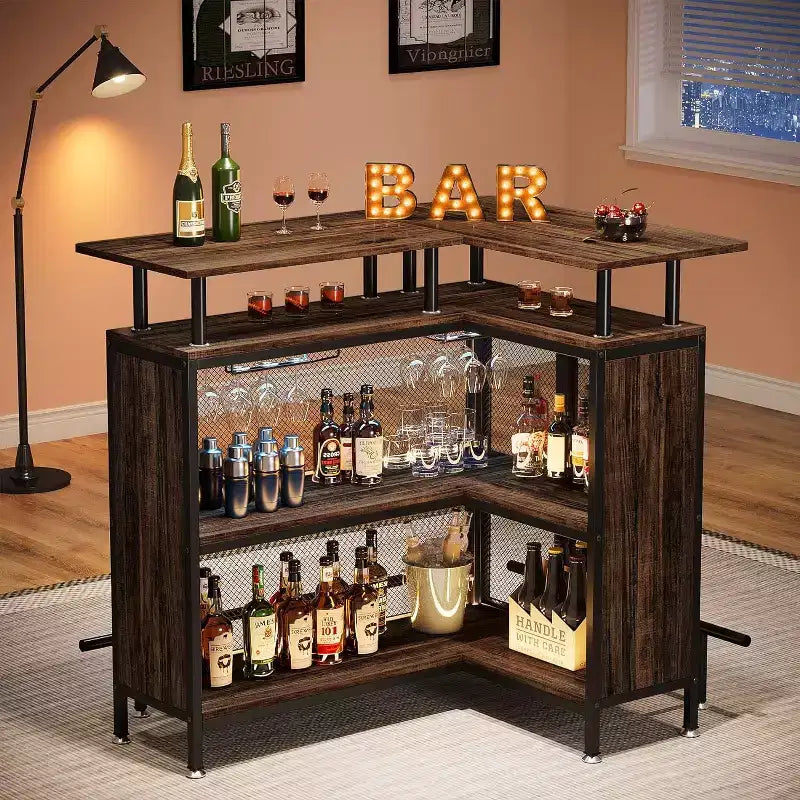 Mobile bar a L a 2 ripiani