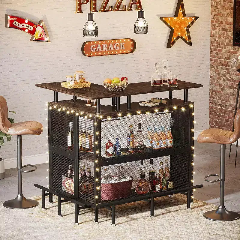 Mobile bar a L a 2 ripiani