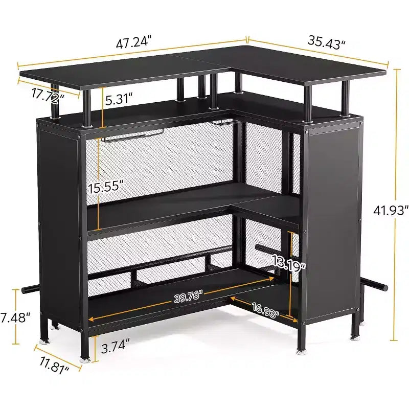 Mobile bar a L a 2 ripiani