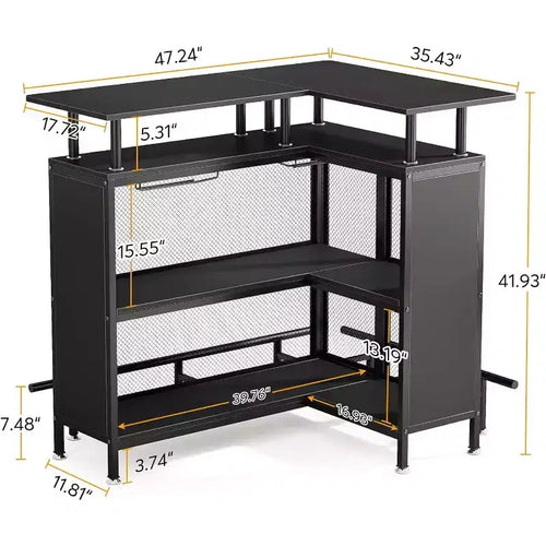 Mobile bar a L a 2 ripiani
