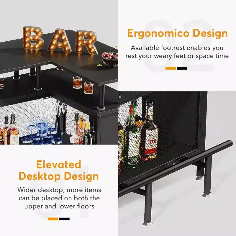 Mobile bar a L a 2 ripiani