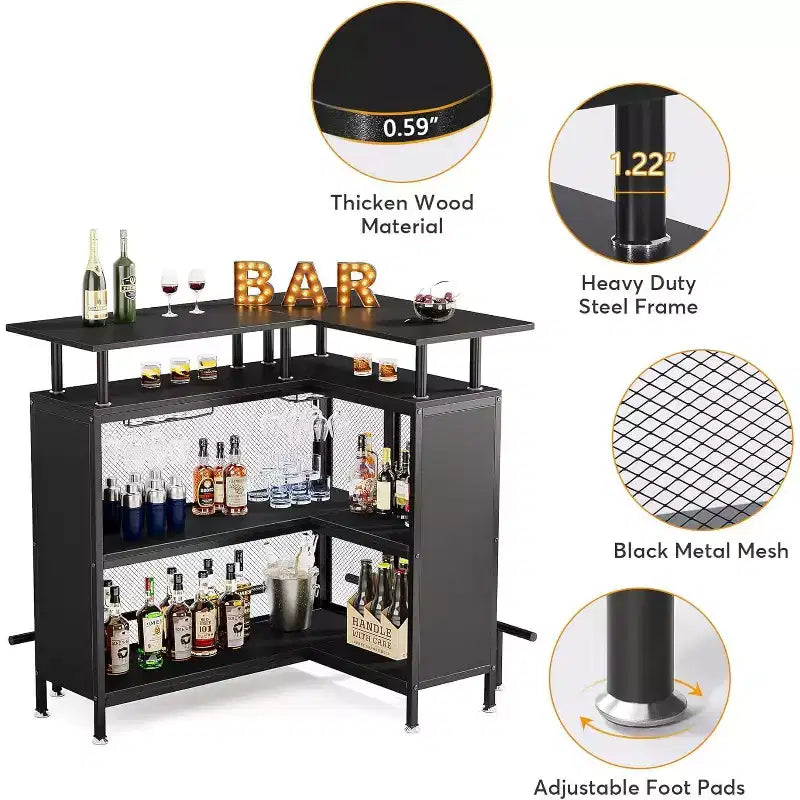 Mobile bar a L a 2 ripiani