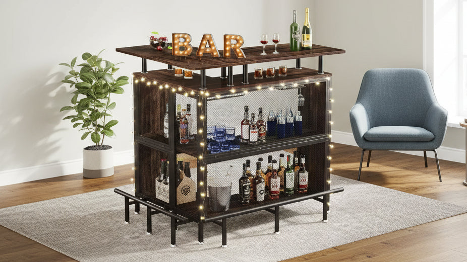 Mobile bar a L a 2 ripiani