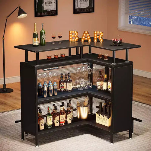 Tribesigns 2-Tier L-Shaped Home Bar Unit