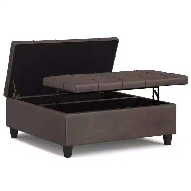 Pouf-contenitore da salotto grande e quadrato