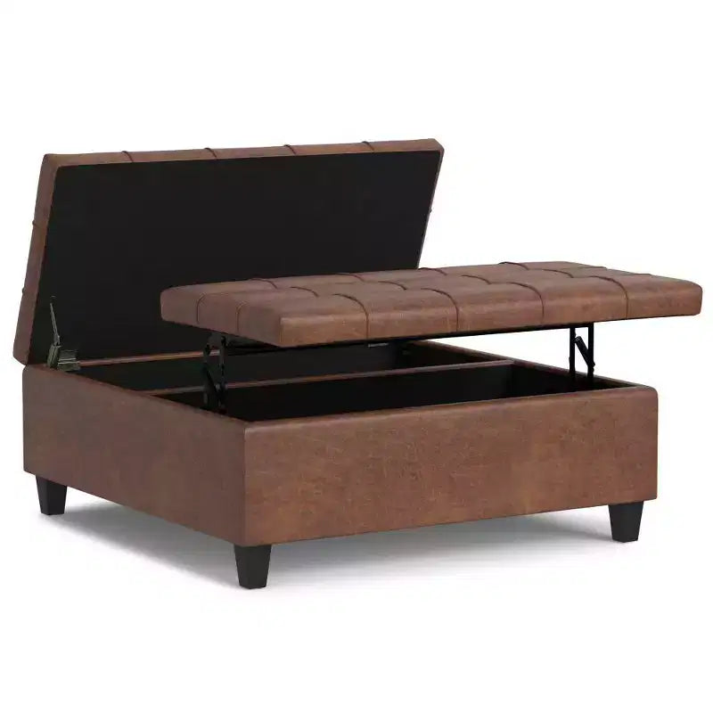 Pouf-contenitore da salotto grande e quadrato