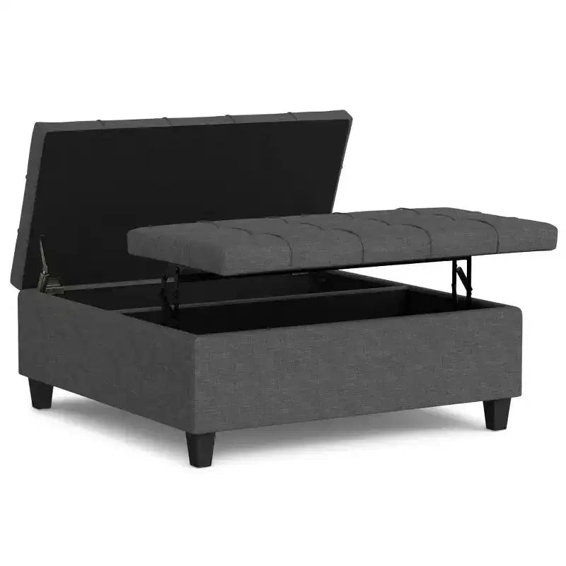 Pouf-contenitore da salotto grande e quadrato