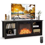 Costway 70 TV Stand with 26 Electric Fireplace Insert Remote Control for 75 TV Walnut/Black/Grey
