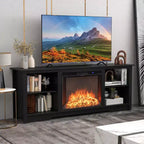 Mobile TV da 70" con inserto camino elettrico da 26" e telecomando, adatto per TV fino a 75"