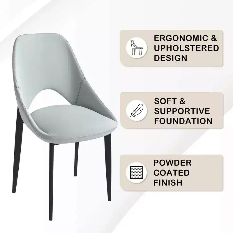 Sedia da pranzo moderna imbottita con gambe in metallo