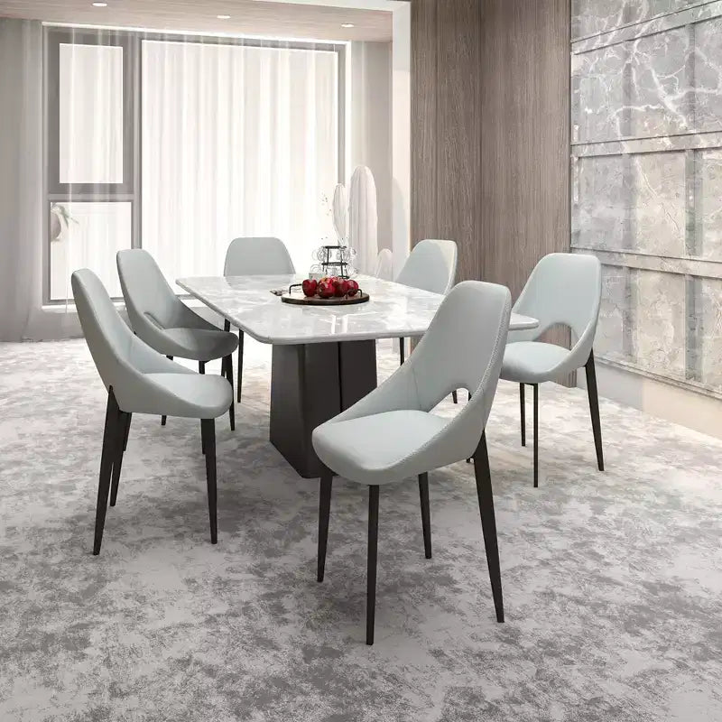 Sedia da pranzo moderna imbottita con gambe in metallo