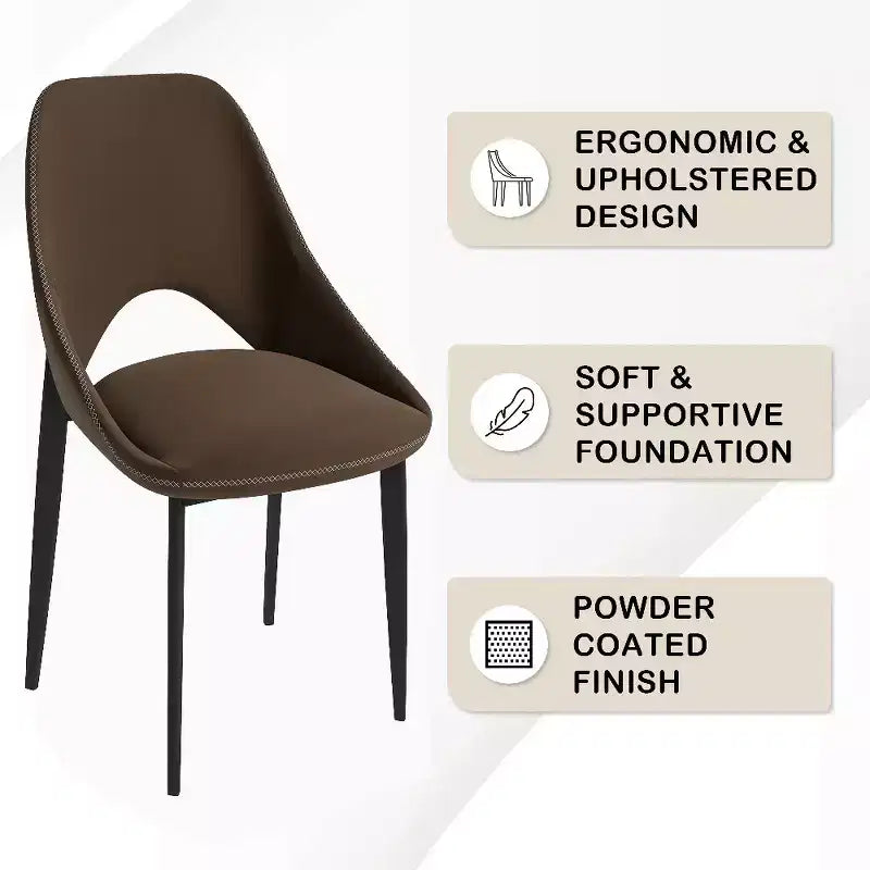 Sedia da pranzo moderna imbottita con gambe in metallo