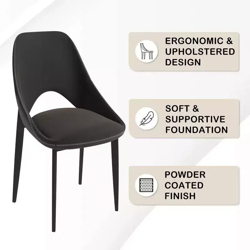 Sedia da pranzo moderna imbottita con gambe in metallo