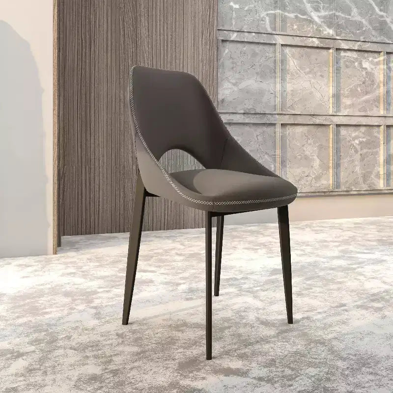 Sedia da pranzo moderna imbottita con gambe in metallo