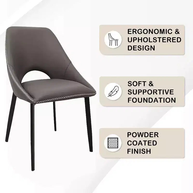 Sedia da pranzo moderna imbottita con gambe in metallo