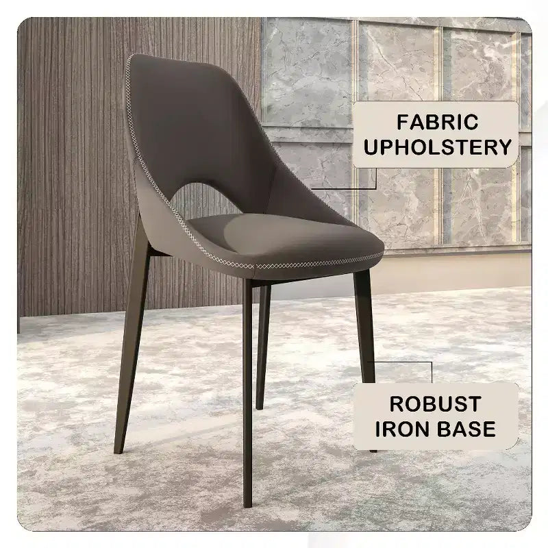 Sedia da pranzo moderna imbottita con gambe in metallo