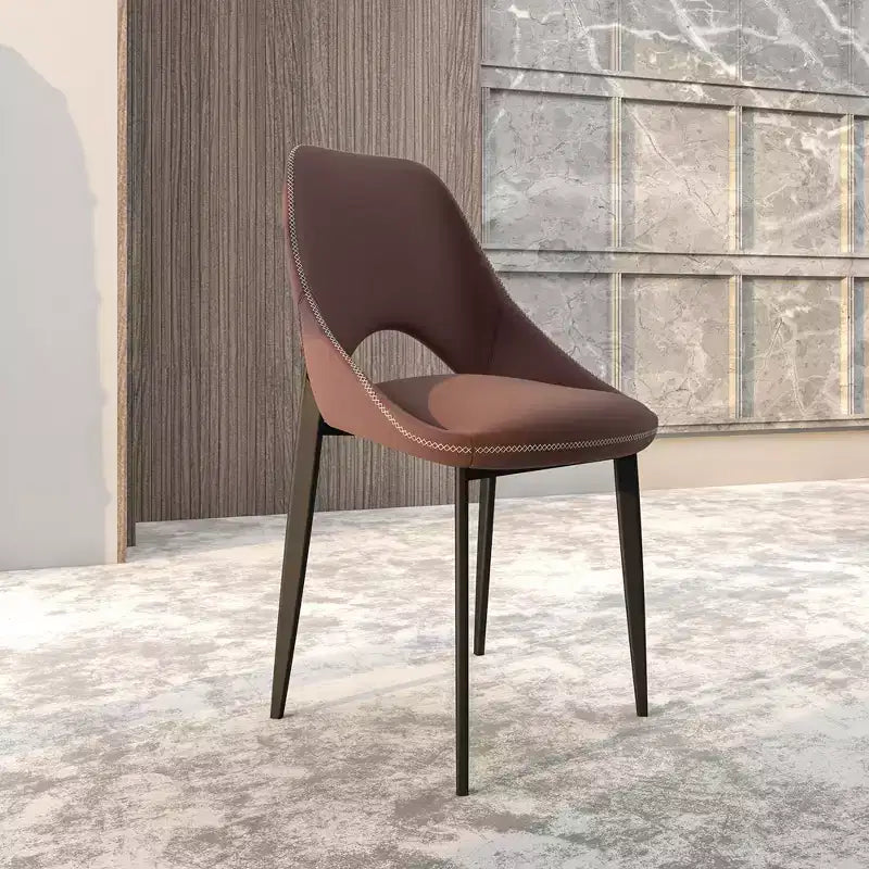 Sedia da pranzo moderna imbottita con gambe in metallo