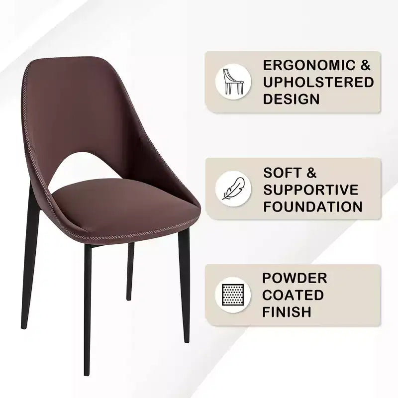 Sedia da pranzo moderna imbottita con gambe in metallo