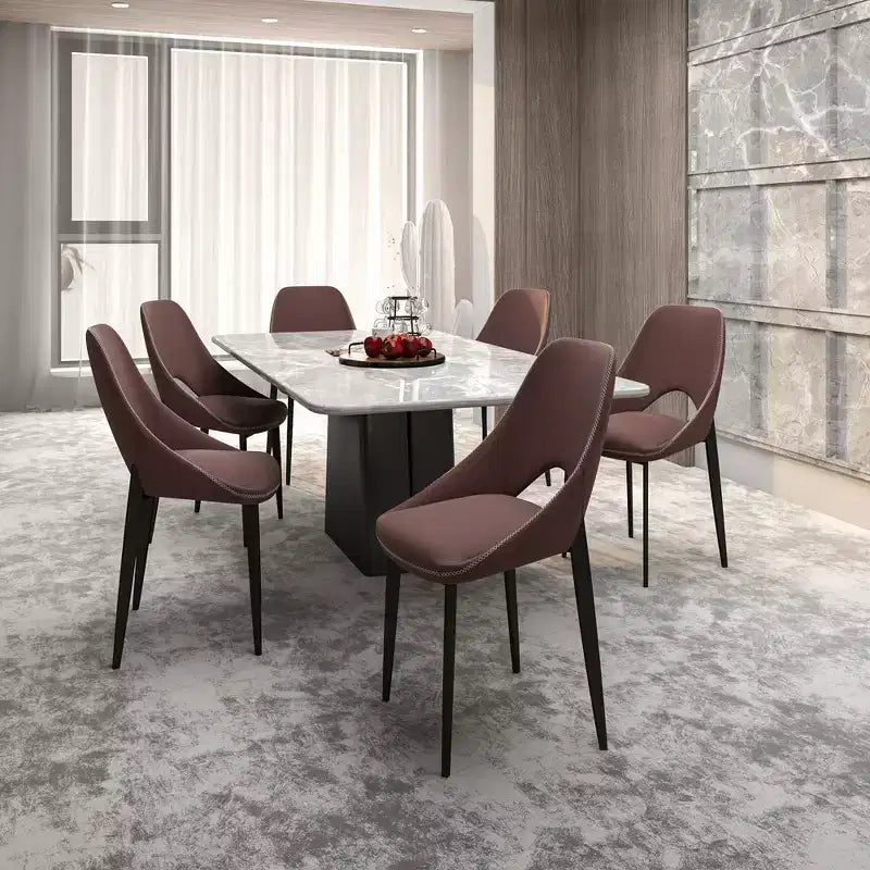 Sedia da pranzo moderna imbottita con gambe in metallo