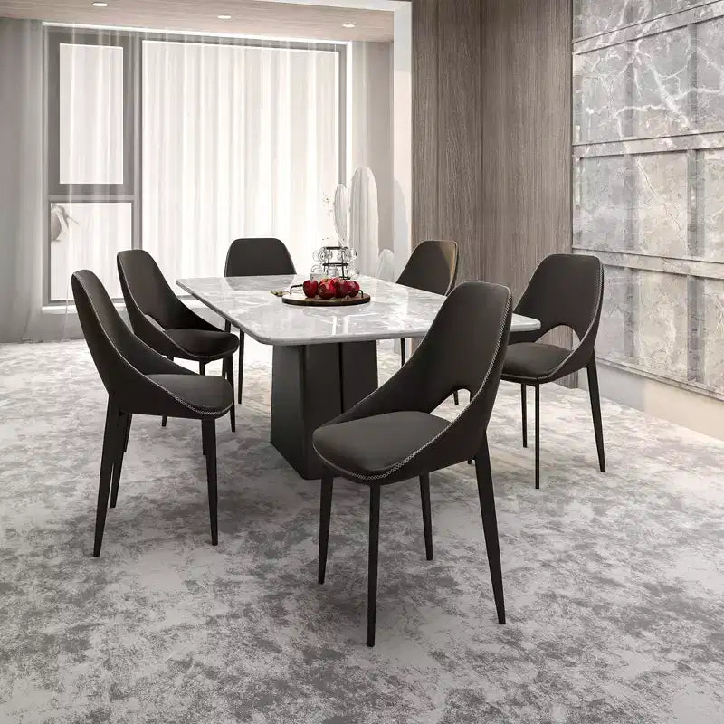 Sedia da pranzo moderna imbottita con gambe in metallo