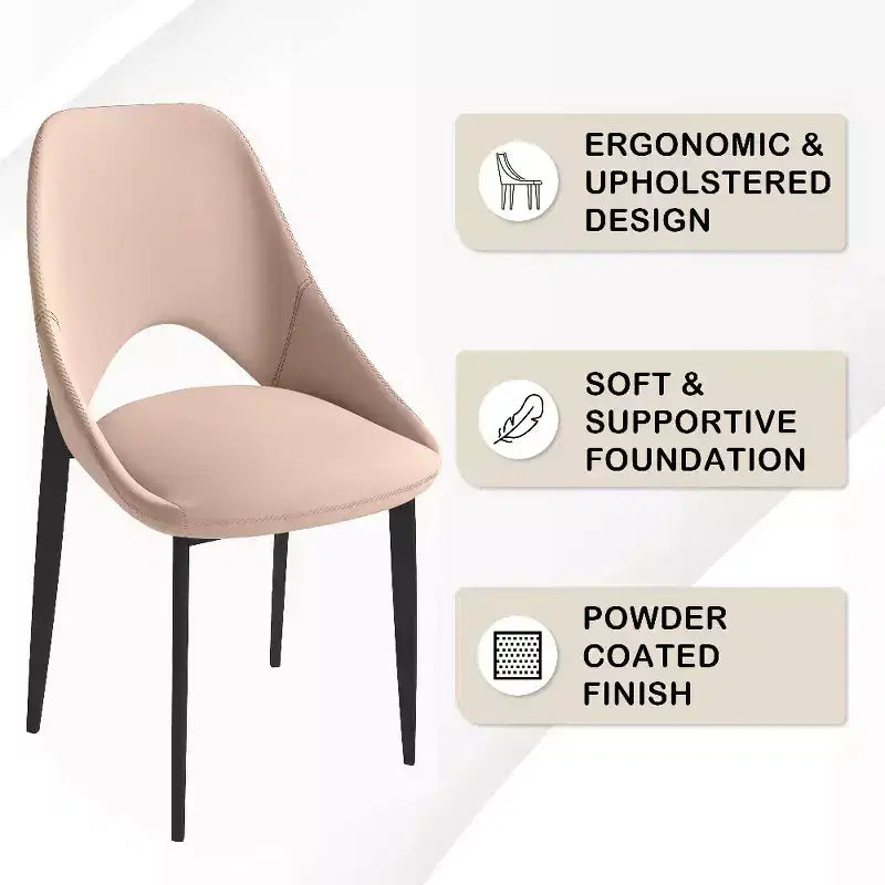 Sedia da pranzo moderna imbottita con gambe in metallo