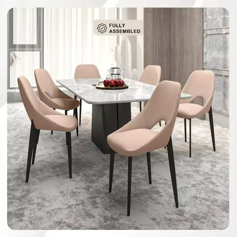 Sedia da pranzo moderna imbottita con gambe in metallo